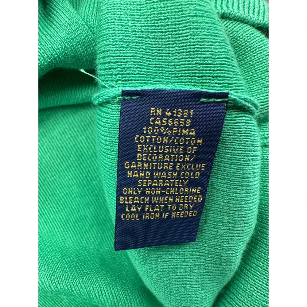 Polo Ralph Lauren Green Pima Cotton V Neck Sweater Vest Mens 2XLT Tall Logo